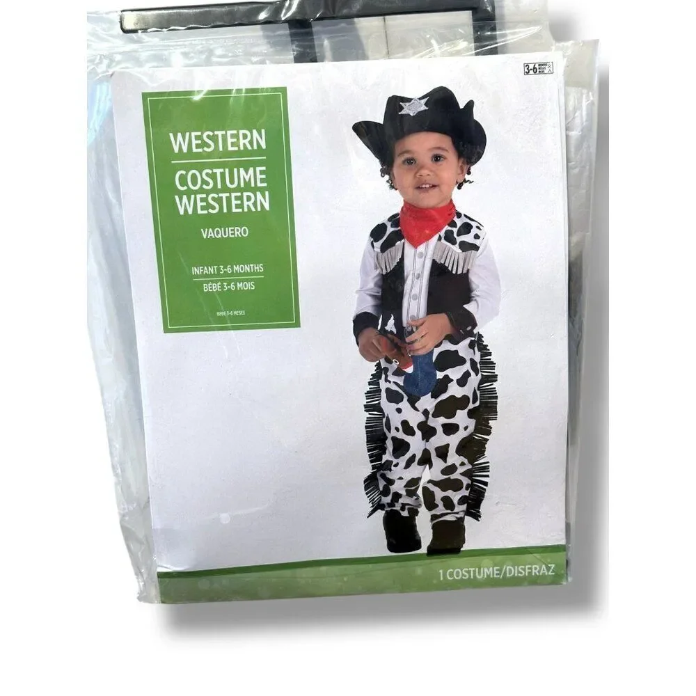 Infant Cowboy Costume 3-6M Baby Western Outfit Hat Scarf Toy Story Woody Jessie